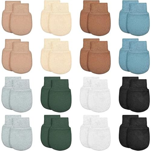 16 Pairs Newborn Baby Mittens, Infant Mittens No Scratch Cotton Toddler Gloves Mittens for Newborn Baby Boy Baby Girls