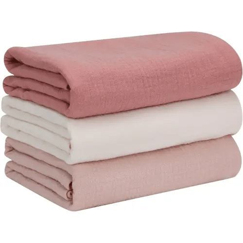 Baby Muslin Swaddle Blankets for Girls, 3-Pack Soft and Breathable Cotton Swaddles, Large 37 x 49 inches Receiving Blankets, Essentials for Newborns, Unisex 003