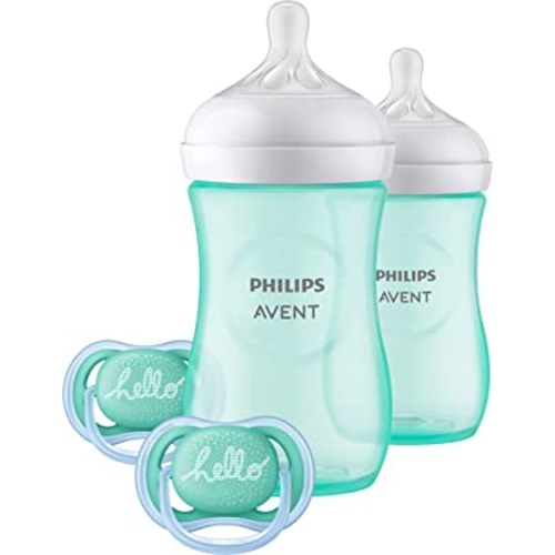 Philips AVENT Natural Baby Bottle with Natural Response Nipple, Teal Baby Gift Set, SCD837/02