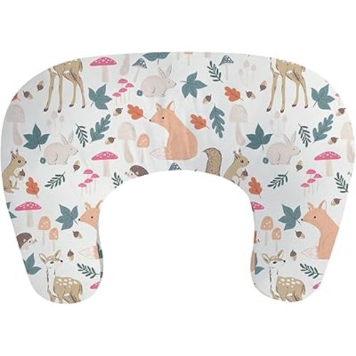 Little Grape Land Nursing Pillow, Ergonomic, High, Firm & Wide Support for Bottle & Breastfeeding, with Removable Washable Cover, 23"x16"x6.5", Forest Friends