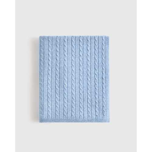 Luxe Cable Knit Cashmere Baby Blanket in Faded Denim