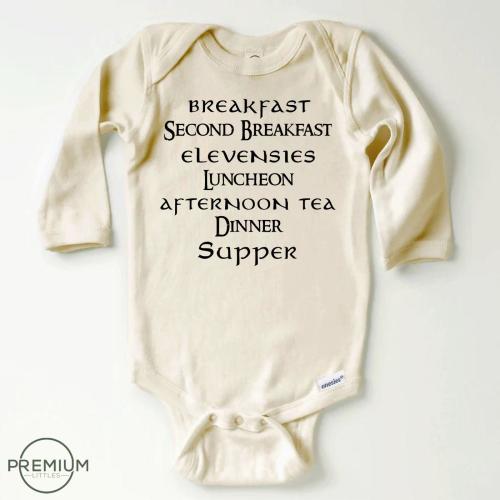 Second Breakfast Long Sleeve Onesie® | 100% Premium Cotton | Natural Color | Available in Toddler Shirt, SS Onesie® or LS Onesie®