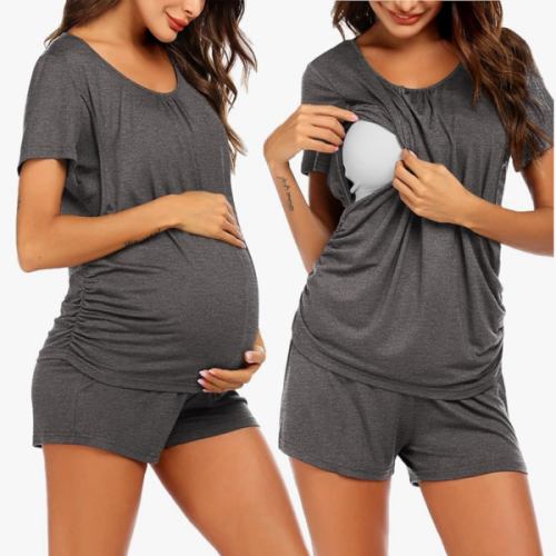 Ekouaer Womens Maternity Pajamas Nursing Pjs for Breastfeeding Soft Postpartum Lounge Sets Sleepwear Layer Pregnancy Clothes