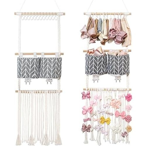 kangaroo Headband Holder Hair Bows Organizer for Baby Girls Large Capacity Bow Holder Hair Accessories Wall Hanging Organizer for Toddler Baby Girl Nursery Room Decor