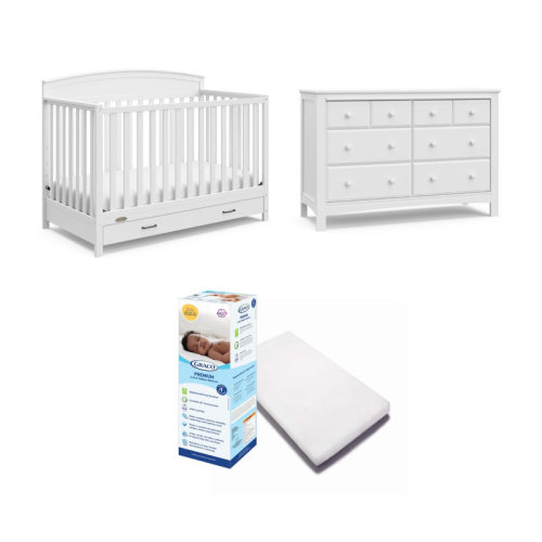 Graco Benton 5-In-1 Convertible Crib With Drawer, Benton 6 Drawer Dresser, And Mattress Nursery Set & Reviews | Wayfair