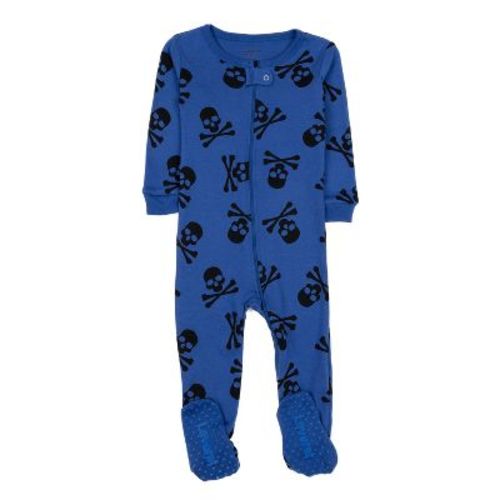 Leveret Footed Cotton Pajamas Blue Skulls 6-12 Month