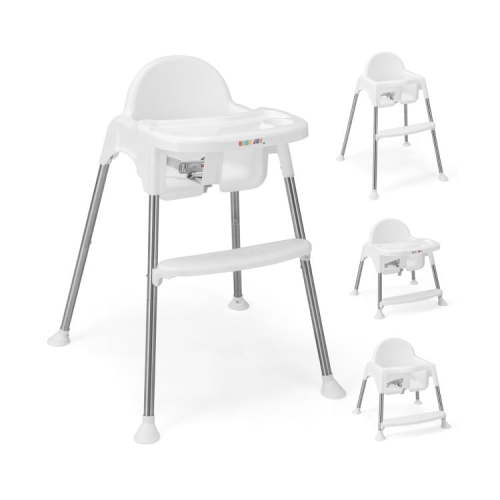 Kadyn Baby Highchair, High Chairs, 4-in-1 Convertible Baby High Chair with Removable Double Tray-White