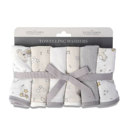 The Little Linen Co Towelling Wash Cloth Cheeky Koala 6 Pack | Face Washers | Baby Bunting AU