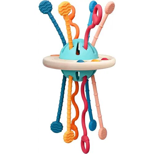 LiKee Montessori Toys for Baby 1+ Years Old, Sensory Toys for Toddlers 1-3, Silicone Baby Teething Strings, Travel Toy for 18+ Months, Gift for Baby Shower Infants Car Seat High Chair (Bright Colors)