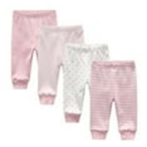 Zavbaby Unisex 4 Pieces Newborn Pants Sets Soft Cotton Infants Bottoms 0-12M