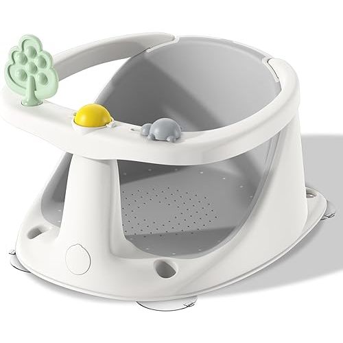 Baby Bath Seat for Babies 6 Months & Up, Non-Slip with Suction Cups, Safe & Comfortable Infant Bath Seat for Bathtub, Gray