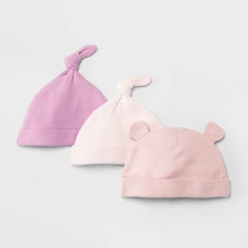 Baby Girls' 3pk Cotton Hats - Cloud Island™ Pink Newborn