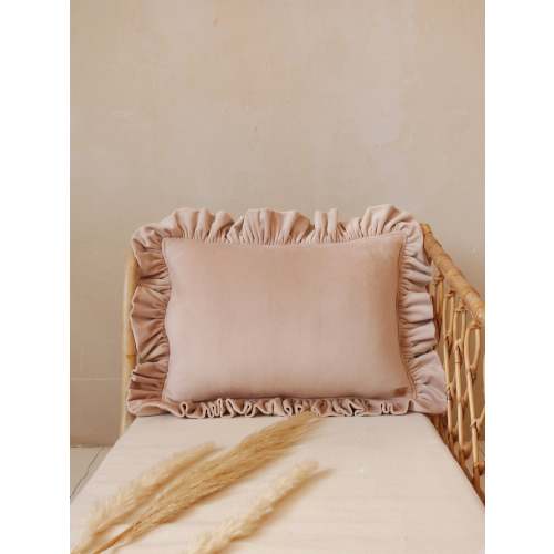 “Latte” Soft Velvet Pillow with Frill