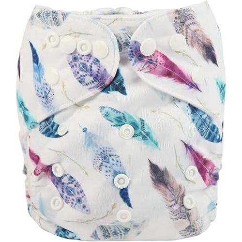 Baby Pocket Diaper Nappy Reusable Washable 8lbs to 36lbs (Feather Breeze)