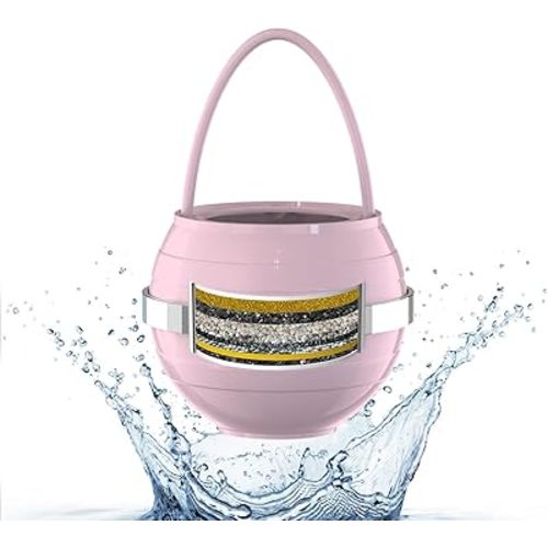 Bathtub Water Filter for Tub with Overflow,2,500 Gallons of Filtration,8 Stages Bath Filter,Remove contaminants,Chlorineand Fluoride,Hardwater Softener,BPA Free(Upgrade Version),Pink