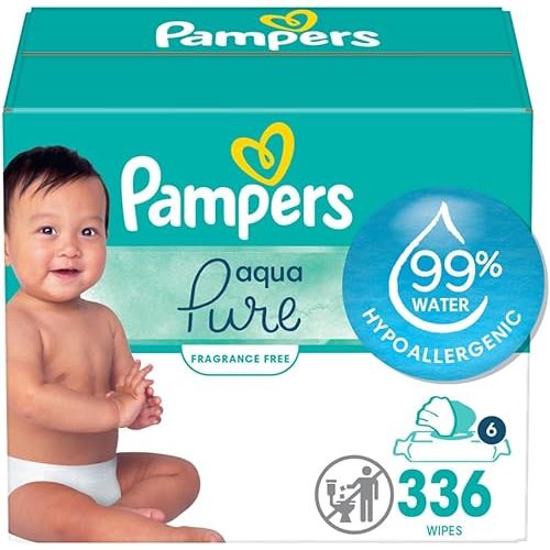 Lot de 6 lingettes pour bébé Pampers Aqua Pure Sensitive Pop-Top, 336 unités