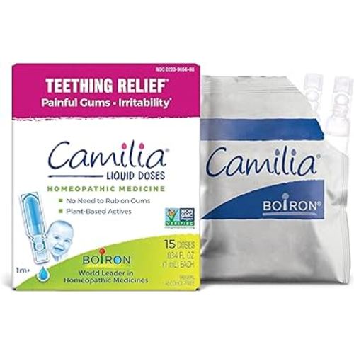 Boiron Camilia Teething Drops for Daytime and Nighttime Relief of Painful or Swollen Gums and Irritability in Babies - 15 Count