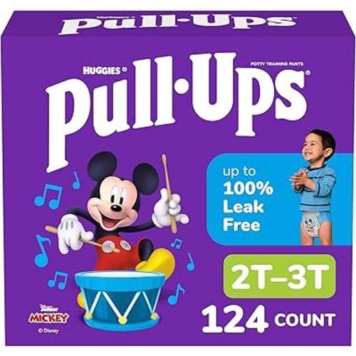 Pull-Ups Boys' Potty Training Pants, Size 2T-3T Training Underwear (16-34 lbs), 124 Count (4 Packs of 31), Packaging May Vary