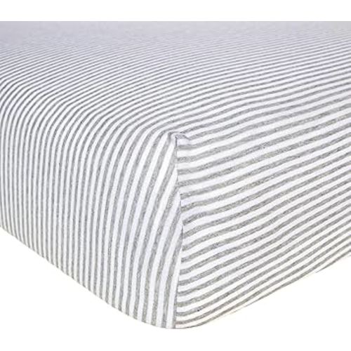 Burt's Bees Baby Stripe Fitted Crib Sheet Organic Cotton BEESNUG - Heather Grey Stripes, Fits Unisex Standard Bed and Toddler Mattress, Infant Essentials, 52 x 28 Inch 1-Pack