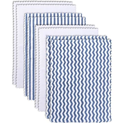 8 Pack Super Soft Baby Burp Cloths, Baby Washcloths, Ultra Absorbent Large Newborn Burping Cloth for Boy and Girl, Milk Spit Up Rags, Unisex for Baby Sensitive Skin, Navy Blue and White, 16 x 12 Inch