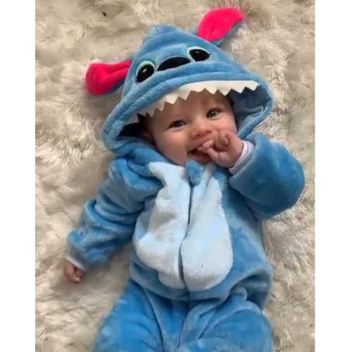 Baby Pikachu, Snorlax and Stitch Cosplay, Manufacturers wholesale infant baby crawling clothes cartoon animal jumpsuit flannel home clothes