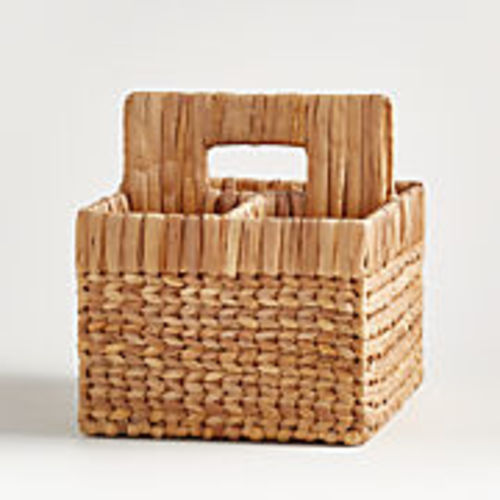Natural Woven Wicker 3-Compartment Diaper Caddy with Handles + Reviews | Crate & Kids