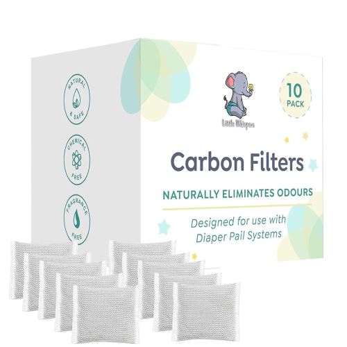 LittleWhispers Diaper Pail Odor Absorber -10 Pack - Carbon Filter Refills - Compatible with Diaper Genie Systems