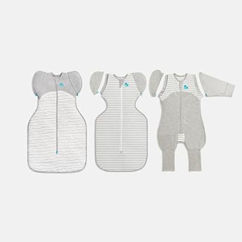 Love to Dream Swaddle UP Transition Bag Starter Pack, Patented Zip-Off Wings, Gently Help Baby Safely Transition from Being Swaddled, Gray, Large