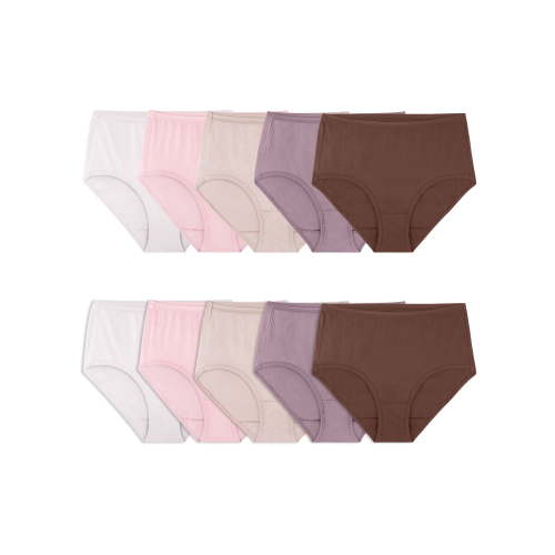 Fruit of the Loom Women's Cotton Brief Underwear, 10-Pack