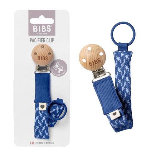 BIBS Paci Braid Dummy Chain Organic Cotton Danish Design, One Size (0-36 Months), Corn Flower