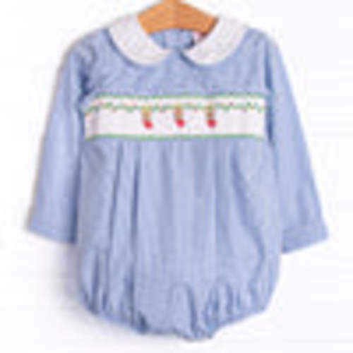 Reindeer Cheer Smocked Boy Bubble, Blue – Stitchy Fish