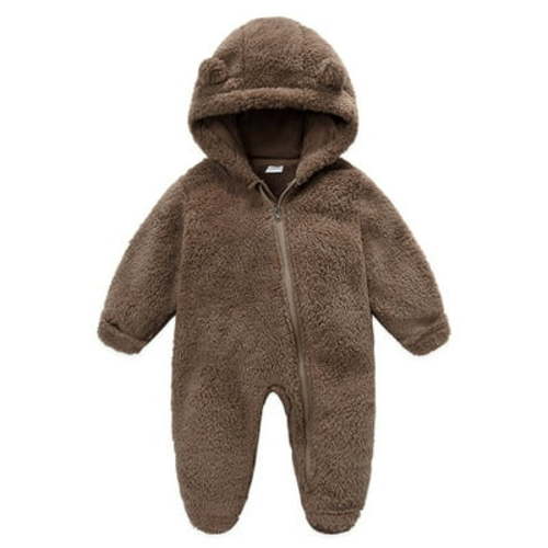 ZINTAOZT Baby Boy Girl Fleece Footie Jumpsuits One Piece Bear Ear Snowsuit Newborn Hooded Romper Warm Coat Outwear