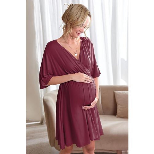 Ekouaer 3 in 1 Labor/Delivery/Hospital Gown Maternity Dress Nursing Nightgown Sleepwear for Breastfeeding