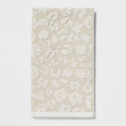 Performance Plus Hand Towel Cream Leopard - Threshold™: 100% Cotton, Jacquard Weave, Fade-Resistant, Machine Washable