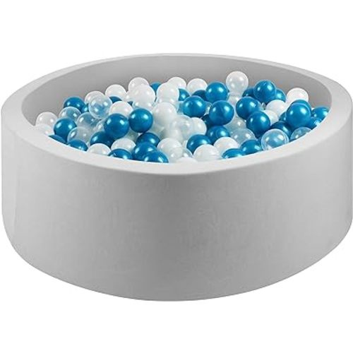 Soft Foam Ball Pit for Kids and Toddlers, Round Ball Pool with 36 x 12 Inches, Ideal Gift Toy for Children - (Balls Not Included) - Grey…