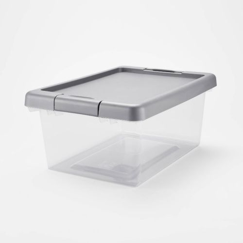 Small Latching Clear Storage Box - Brightroom™: Stackable Plastic Tote With Lid, Built-in Handles, 15l Capacity
