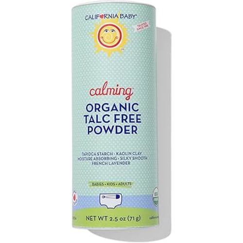 California Baby Powder | Certified Organic Baby Powder Talc-Free | Absorbs Moisture + Anti-Chafing | Lavender Baby Powder Travel Size | 2.5oz / 71g