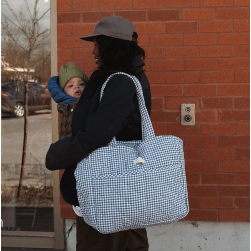 Gingham MAMA set - Navy Diaper bag and pouch