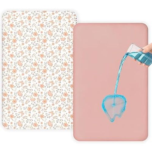 FIOBEE Baby Bassinet Sheets for Girls Boys 2 Pack Waterproof Bassinet Mattress Elastic Fitted Crib Sheets Universal Fit for Hourglass Oval and Rectangle Bassinet Sheet, Pink