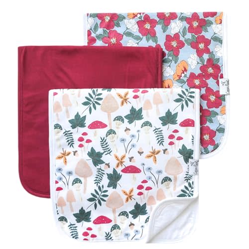 Copper Pearl Premium Baby Burp Cloths - 3-Pack Large Cotton Burp Cloths, Extra Soft Spit Up Rags with 3 Absorbent Layers, Perfect for Baby Girl Gifts (21" x 10" Size, Ivy Set)