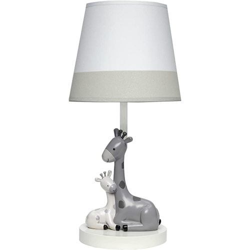 Lambs & Ivy Jungle Friends White/Gray Giraffe Nursery Lamp with Shade & Bulb