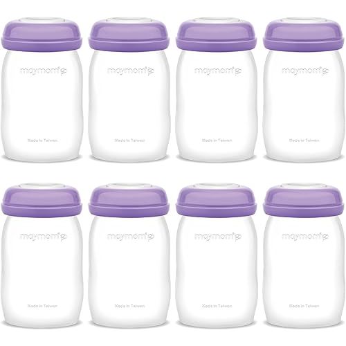 Maymom Storage Bottles Compatible with Lansinoh Pumps, Widemouth Version; Replace or Compatible with Laninoh Momma Bottles; 8 ct, 5oz
