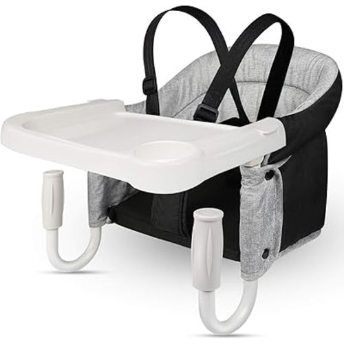 Fast Table Chair, Hook On Chair with Dining Tray, Fold-Flat Storage and Tight Fixing Clip on Table High Chair for Baby, Safe and High Load Design Child Table Chair for Home and Travel