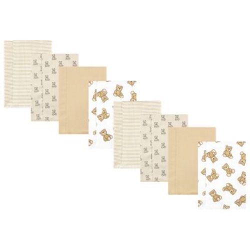 Hudson Baby Cotton Poly Flannel Burp Cloths 8-Pack, Cute Farm, One Size