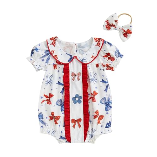 BemeyourBBs Baby Girl Bubble Romper Short Sleeve Peter Pan Collar Jumpsuit Newborn Infant Summer Clothes