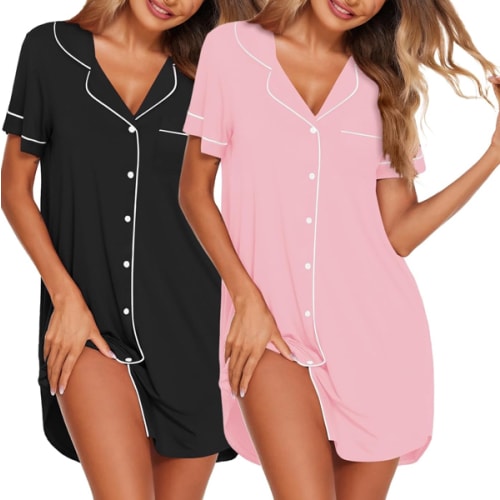 Ekouaer Nightgowns for Women 2 Pack Size L