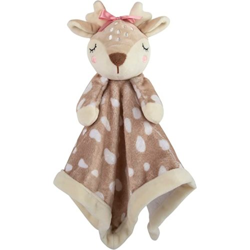 Minky Animal Snuggler Lovey Blanket for Kids, Babies, Boys, Girls, Gender Neutral Security Blanket with Stuffed Animal (Freckled Fawn)