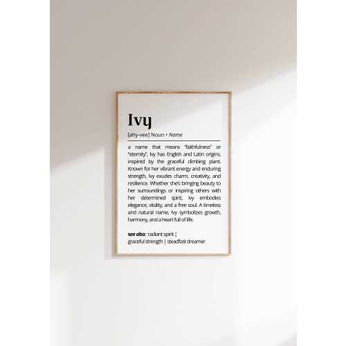 Ivy Name Meaning Print: Minimalist Typography, Personalized Wall Art (Digital Download)