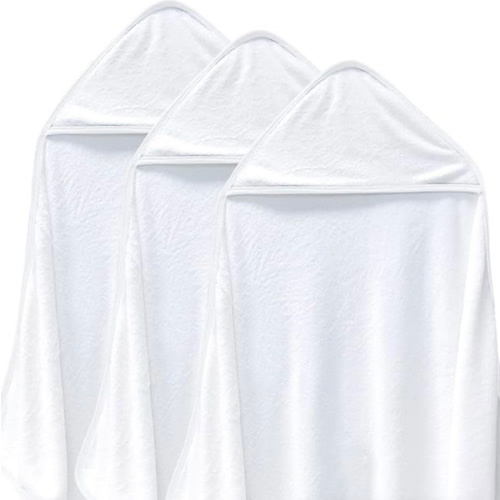 Cosy Family 3 Pack Baby Hooded Towels, Rayon Made from Bamboo, Ultra Soft Unisex Bath Towels for Babies,Toddler,Infant - Newborn Essential - Ultra Absorbent Toddler Towels for Baby Boy Girl - White
