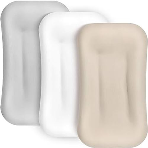 Newwiee 3 Pcs Muslin Baby Lounger Cover Organic Cotton Infant Snuggle Me Cover for Newborn Boy and Girl (Beige, Grey, White,Solid Color)